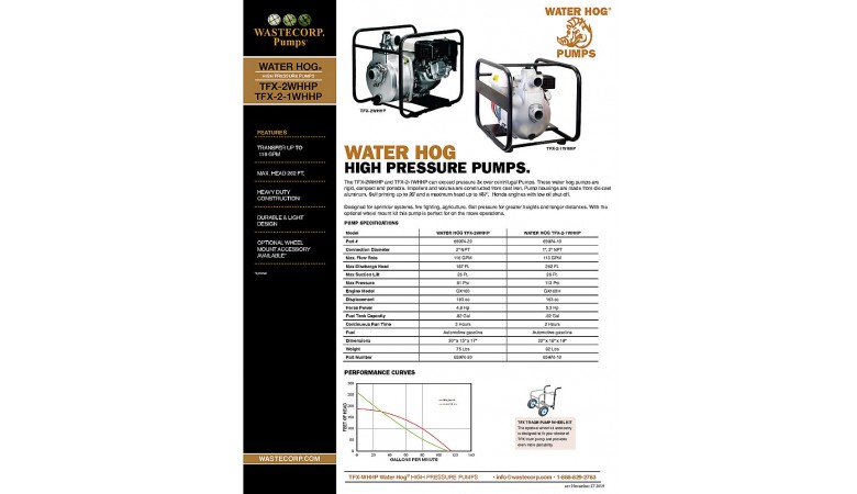 TFX-WHHP Water Hog High Pressure Fact Sheet